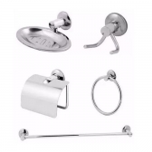 Kit Acessorios P/ Banheiro Aco Inox 5 Pecas