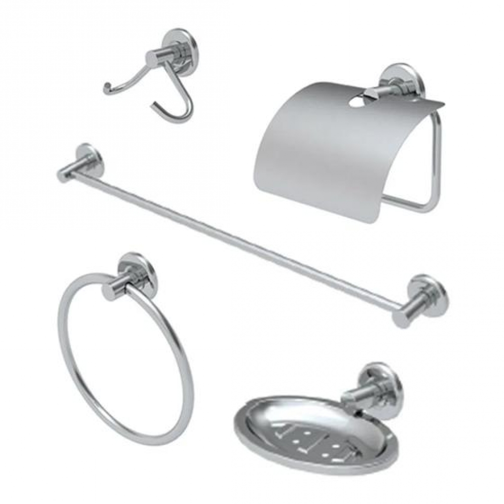 Kit Acessorios P/ Banheiro Aco Inox 5 Pecas