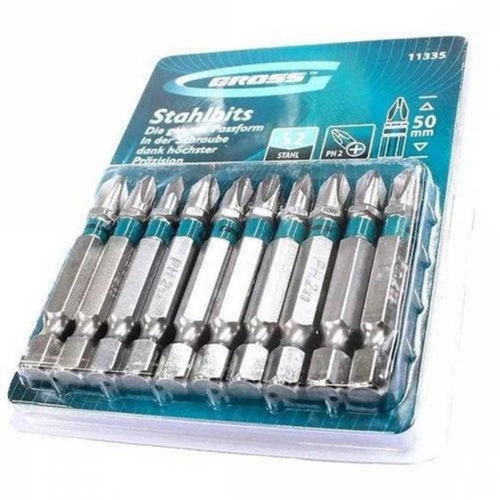 Bits Ponteira Philips Ph2 Fenda 1/4 Cr-v 10 Pcs Profissional