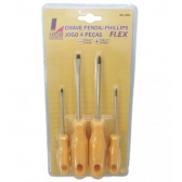 JOGO CHAVE FENDA/PHILLIPS C/4 FLEX