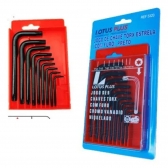 Kit Jogo 9 Chaves Torx Longa Preta Vazada Crv T10 A T50